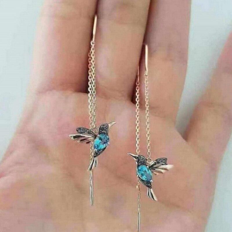 Boucles d'Oreilles Colibri Émail et Zirconia