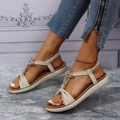 Calevina – Sandales bohèmes avec papillons décoratifs pour femme