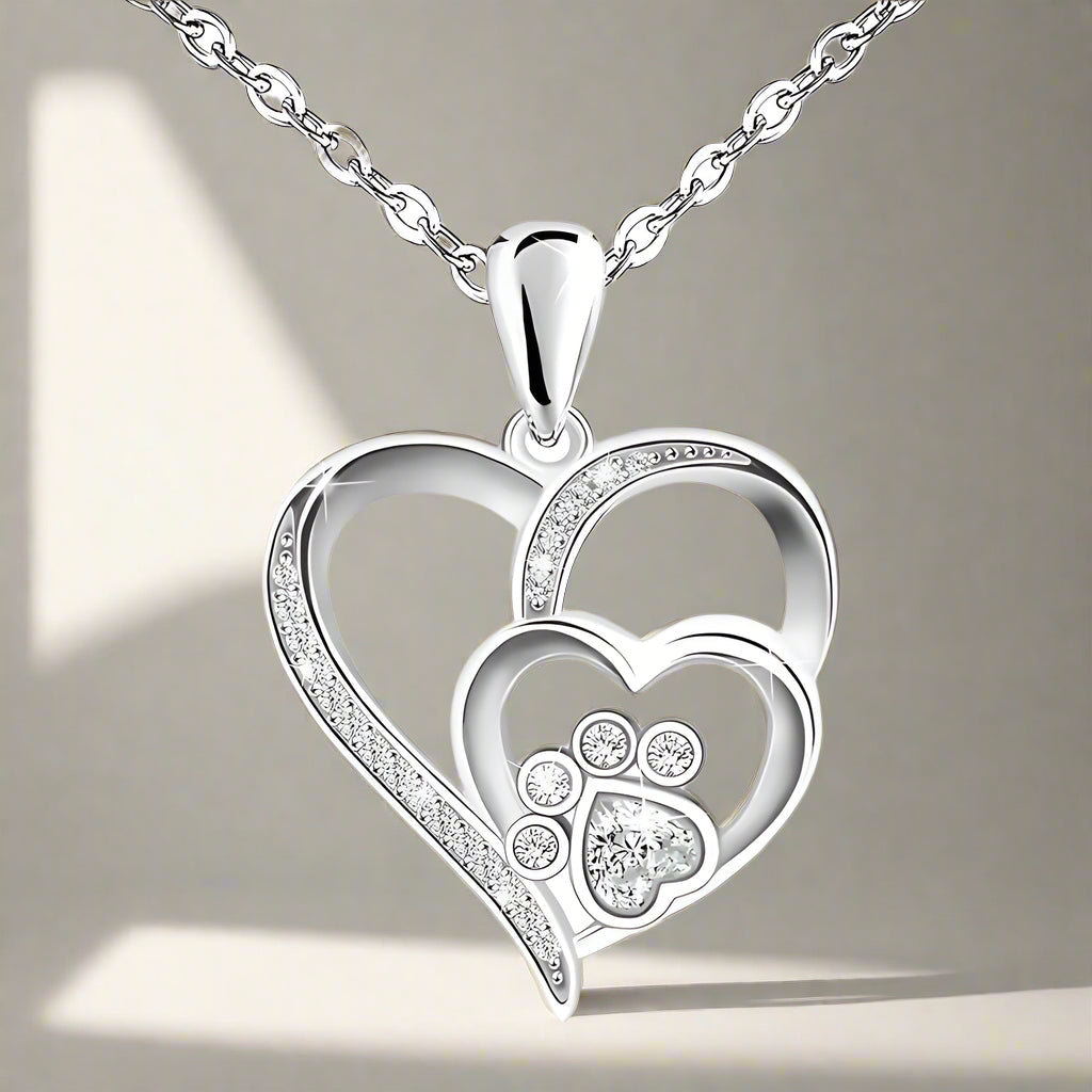 Collier Patte et Cœur en Argent Sterling avec Zircone
