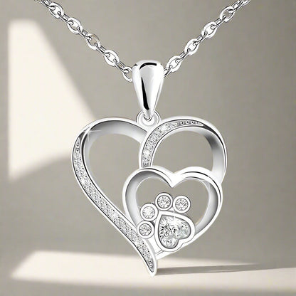 Collier Patte et Cœur en Argent Sterling avec Zircone