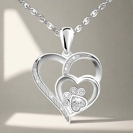 Collier Patte et Cœur en Argent Sterling avec Zircone