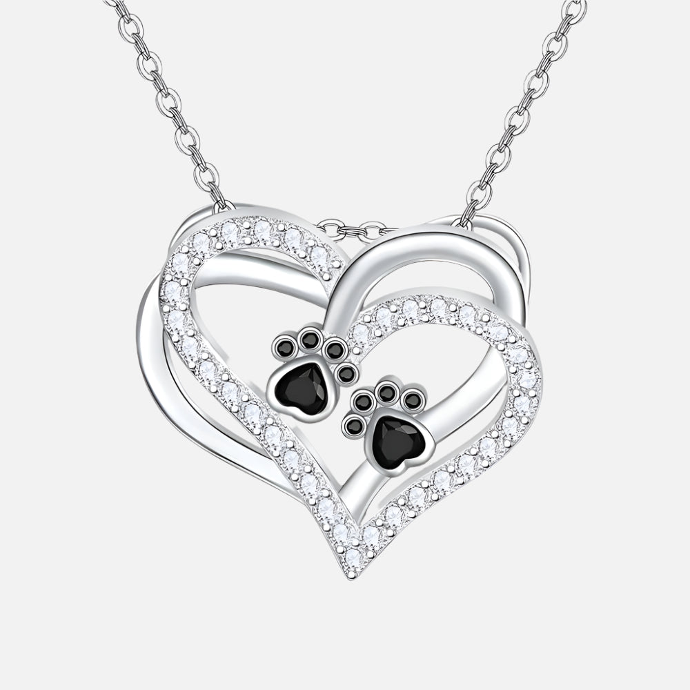 Collier Patte de Chien Cœur avec Zircone