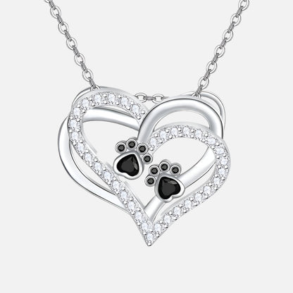 Collier Patte de Chien Cœur avec Zircone