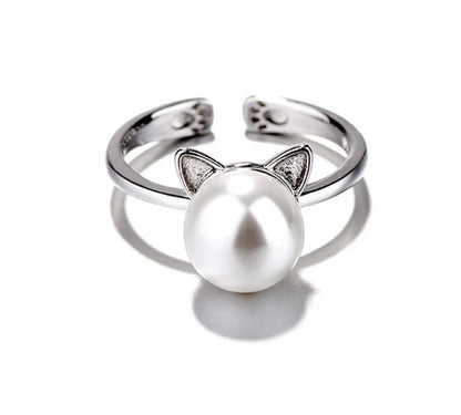 Magnifique Collier Chat Perles avec Boucles d'oreilles + Bague Offertes