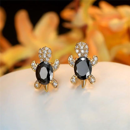 Boucles d'oreilles Tortue de Mer en Zirconium et Argent