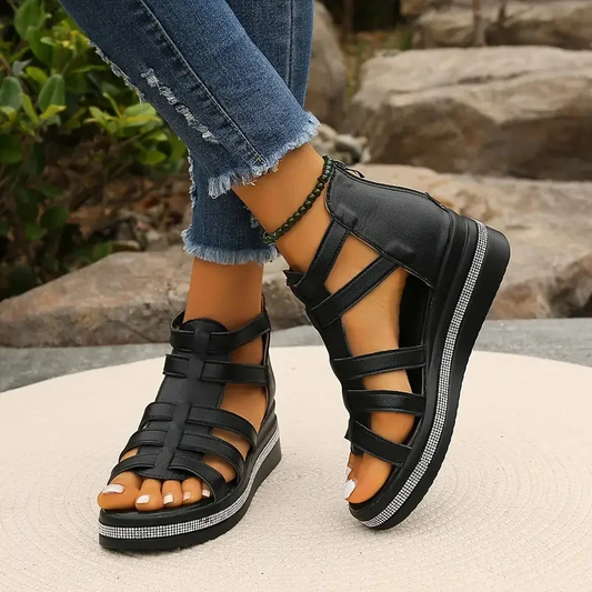 Anne – Sandales à coin avec décorations brillantes pour femme