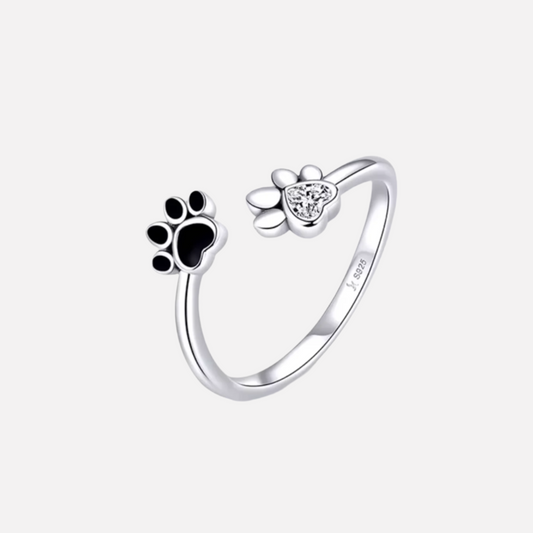 Bague Patte en Argent Sterling 925 – Réglable avec Zircone et Émail