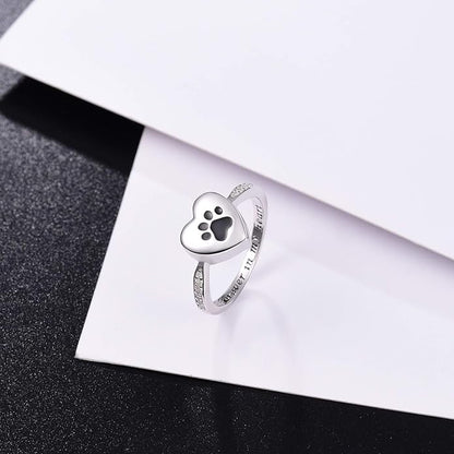 Bague Urne Commémorative pour Animal – Bijou de Souvenir Cœur Empreinte Patte