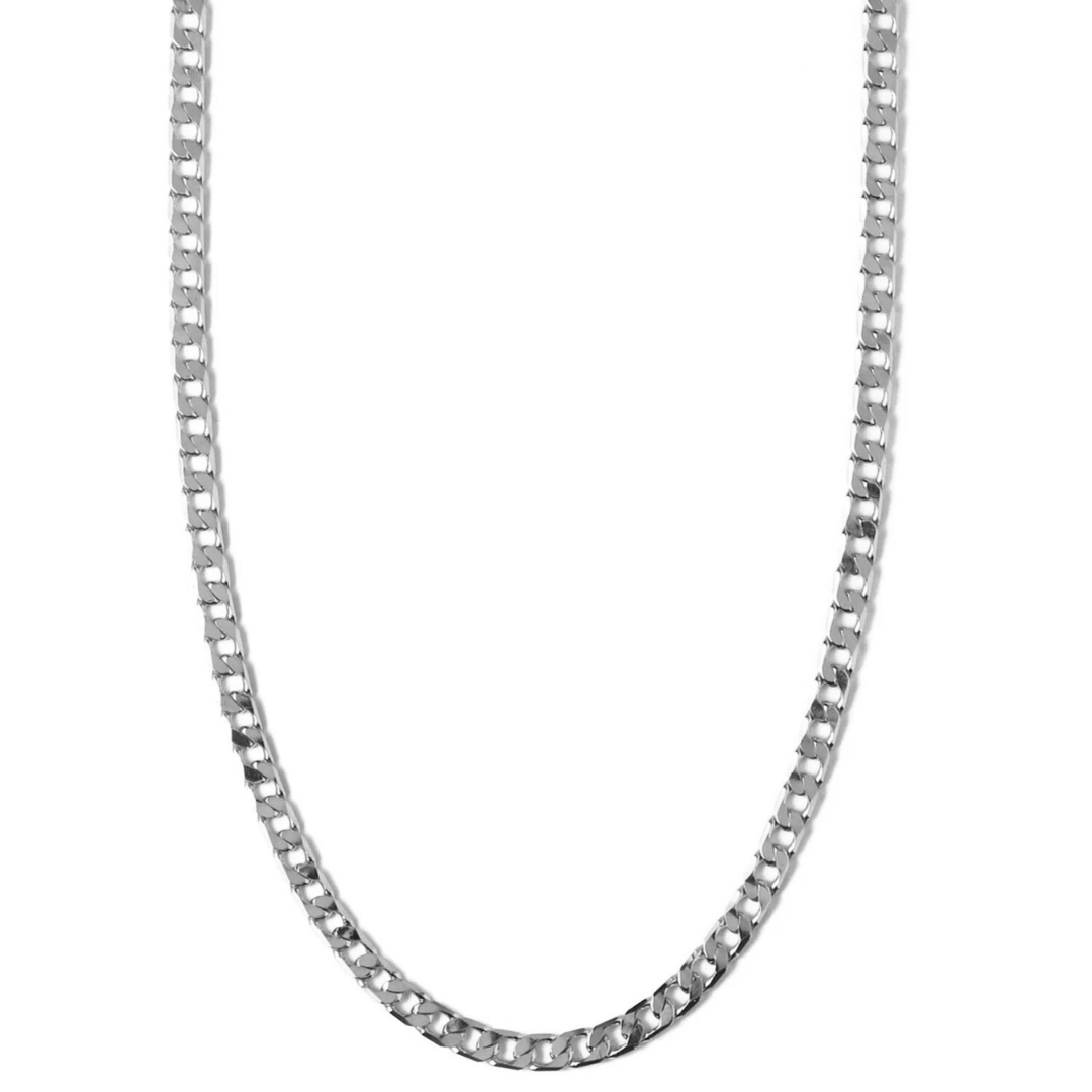 Collier Flat Link Curb Chain | Or Blanc