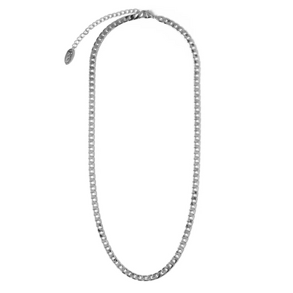 Collier Flat Link Curb Chain | Or Blanc